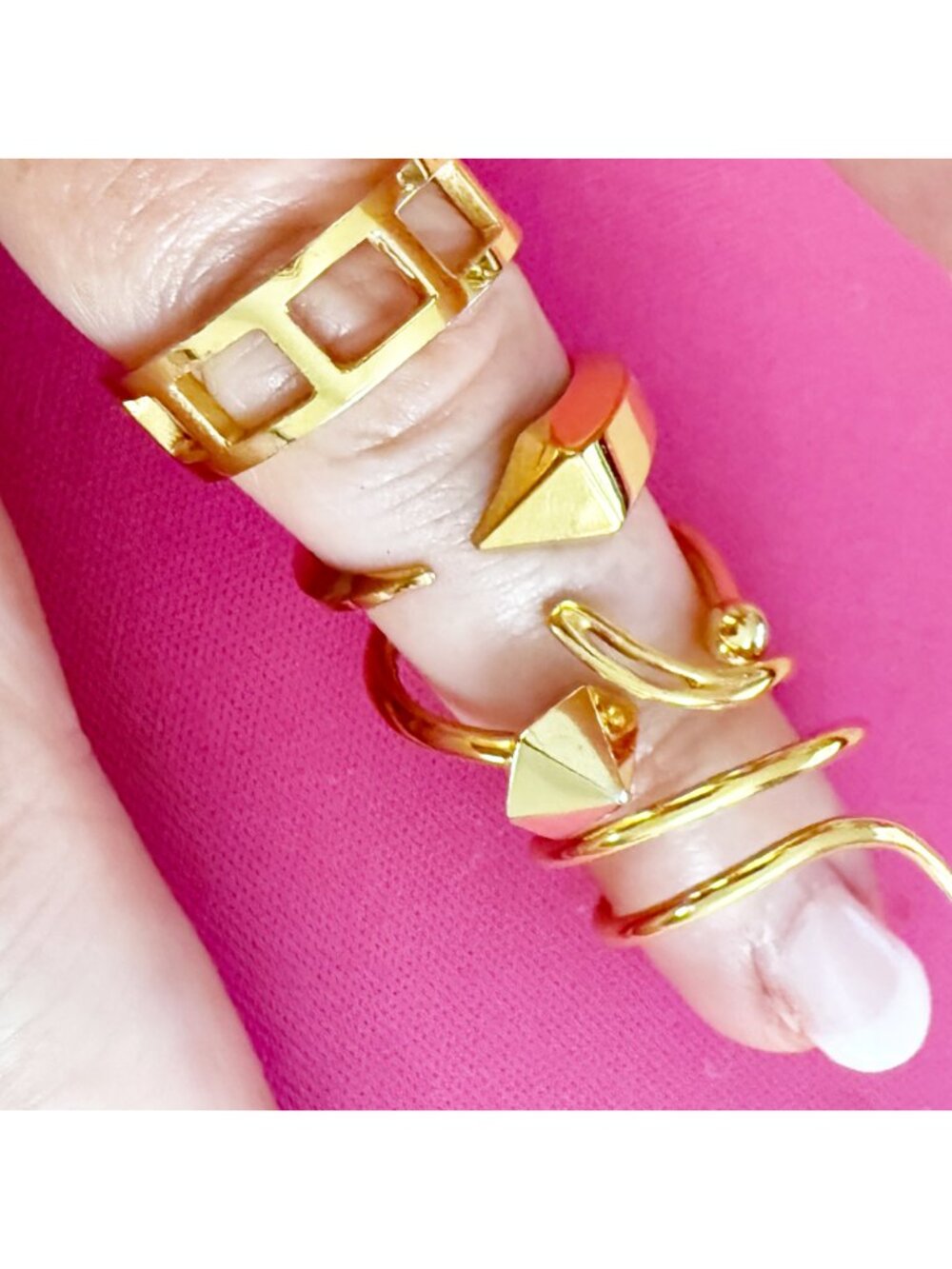 Brandy Pham Fashion Stackable 4 Rings Gold-Tone sz - Picture 2 of 15